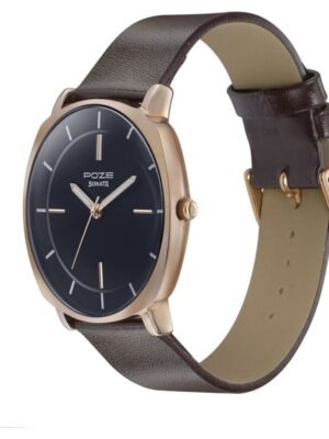 Sonata Poze Quartz Analog Black Dial Leather Strap Watch for Men