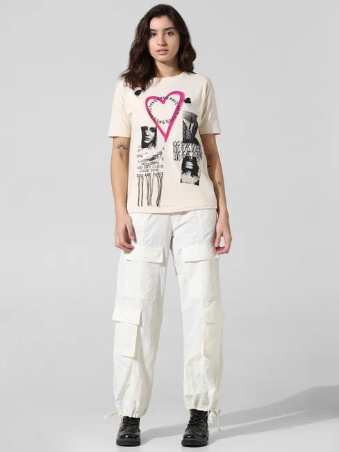 BEIGE PRINTED T-SHIRT - Image 2