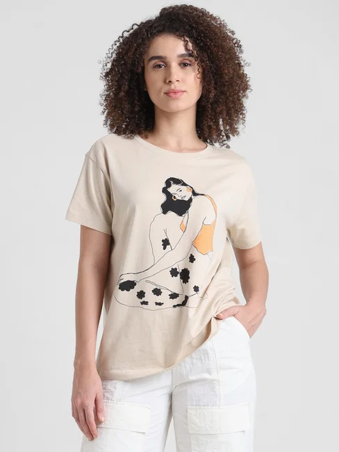 CREAM GRAPHIC PRINT T-SHIRT - Image 2