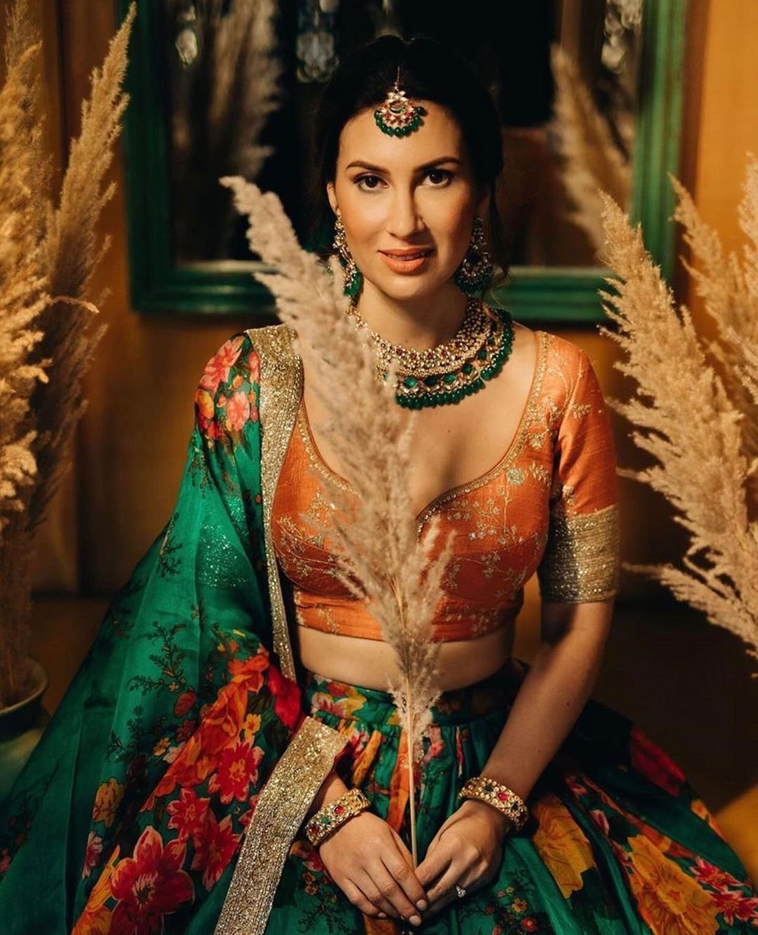 The set is teamed with Organza matching print and embroidered border dupatta - Image 2