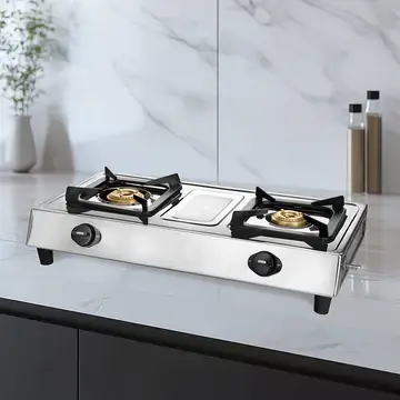 Stainless Steel Double Burner Portable Gas Stove
