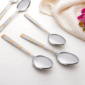 Elegant Gold Steel Dessert Spoons