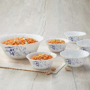 Blue Floral Ceramic Serving Bowls Set