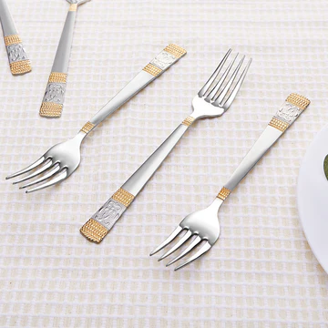 Elegant Silver & Gold-Accent Cutlery Set