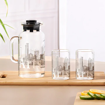 Skyline Art Glass Water Pitcher & Glass Set