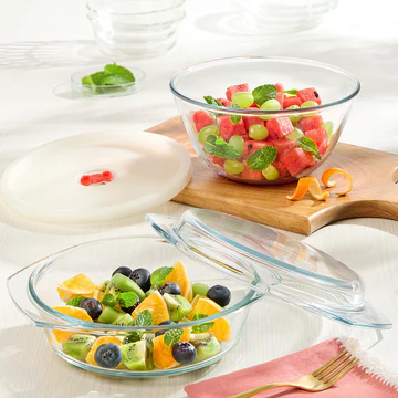 CrystalClear Glass Salad Bowl Set with Lids